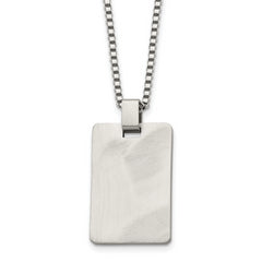 Stainless Steel Brushed Rectangle Dog Tag 22in Necklace