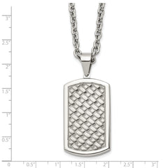 Chisel Stainless Steel Polished Weaved Pattern Dog Tag on a 24 inch Cable Chain Necklace