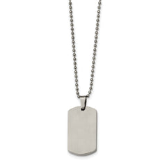 Chisel Stainless Steel Brushed and Polished Rounded Edge 4mm Dog Tag on a 24 inch Ball Chain Necklace