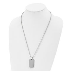 Chisel Stainless Steel Brushed and Polished Rounded Edge 4mm Dog Tag on a 24 inch Ball Chain Necklace