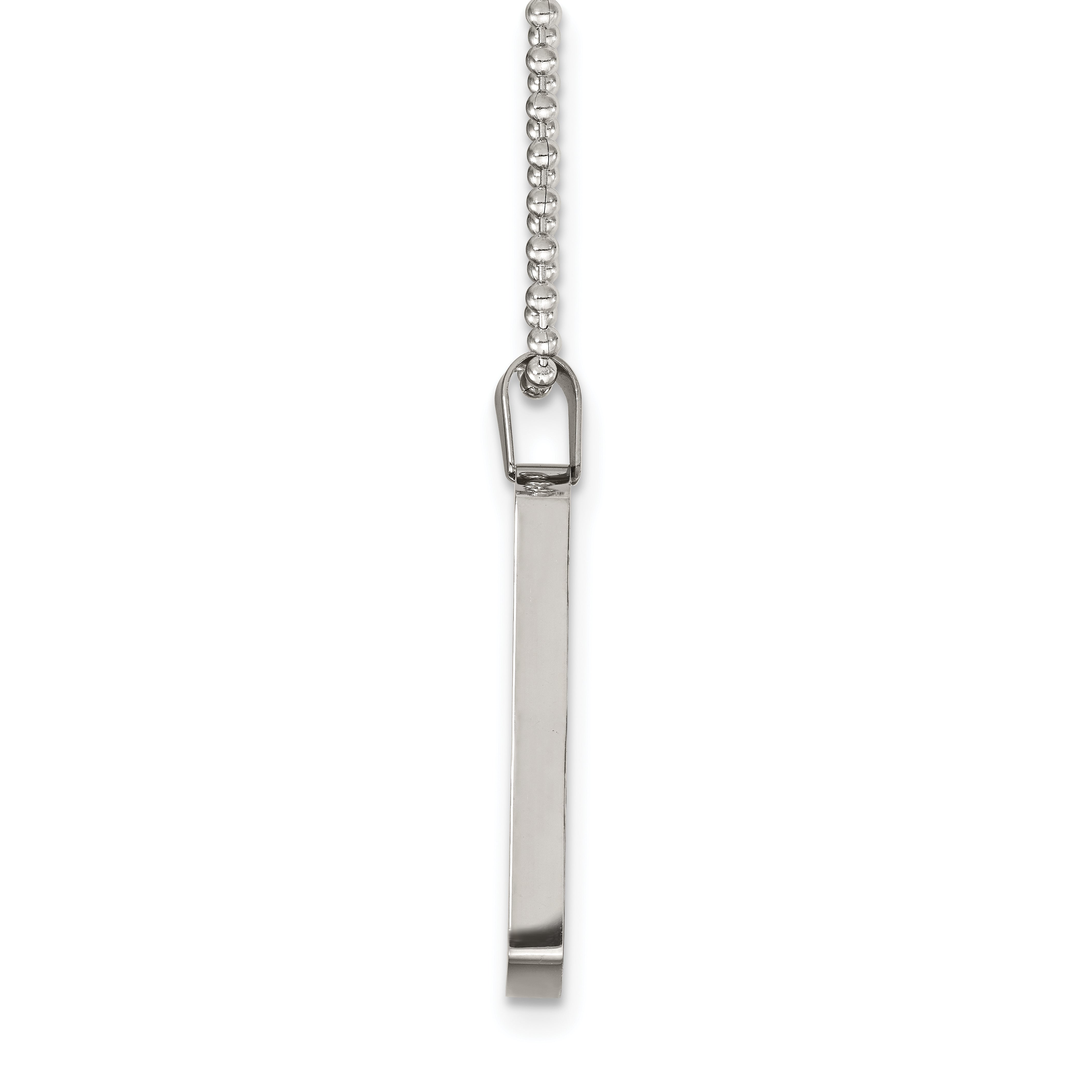 Chisel Stainless Steel Brushed and Polished Rounded Edge 4mm Dog Tag on a 24 inch Ball Chain Necklace