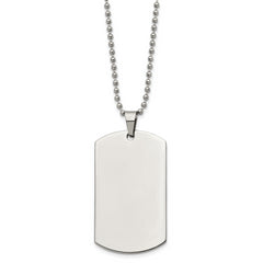 Chisel Stainless Steel Brushed and Polished Rounded Edge 2mm Dog Tag on a 24 inch Ball Chain Necklace