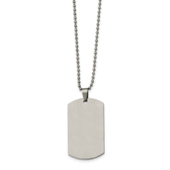 Chisel Stainless Steel Brushed and Polished Rounded Edge 2mm Dog Tag on a 24 inch Ball Chain Necklace