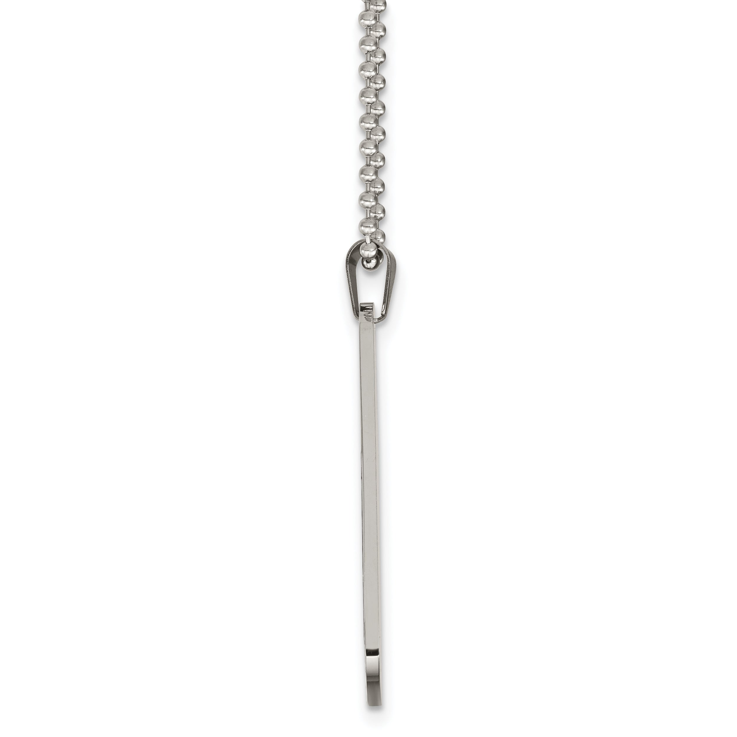 Chisel Stainless Steel Brushed and Polished Rounded Edge 2mm Dog Tag on a 24 inch Ball Chain Necklace