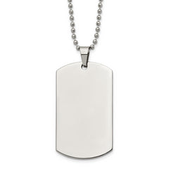 Chisel Stainless Steel Brushed and Polished Rounded Edge 2mm Dog Tag on a 24 inch Ball Chain Necklace