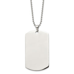 Chisel Stainless Steel Brushed and Polished Round Edge XLarge 2mm Dog Tag on a 24 inch Ball Chain Necklace