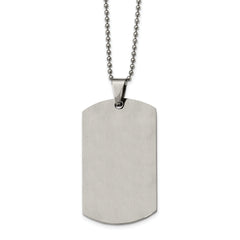 Chisel Stainless Steel Brushed and Polished Round Edge XLarge 2mm Dog Tag on a 24 inch Ball Chain Necklace