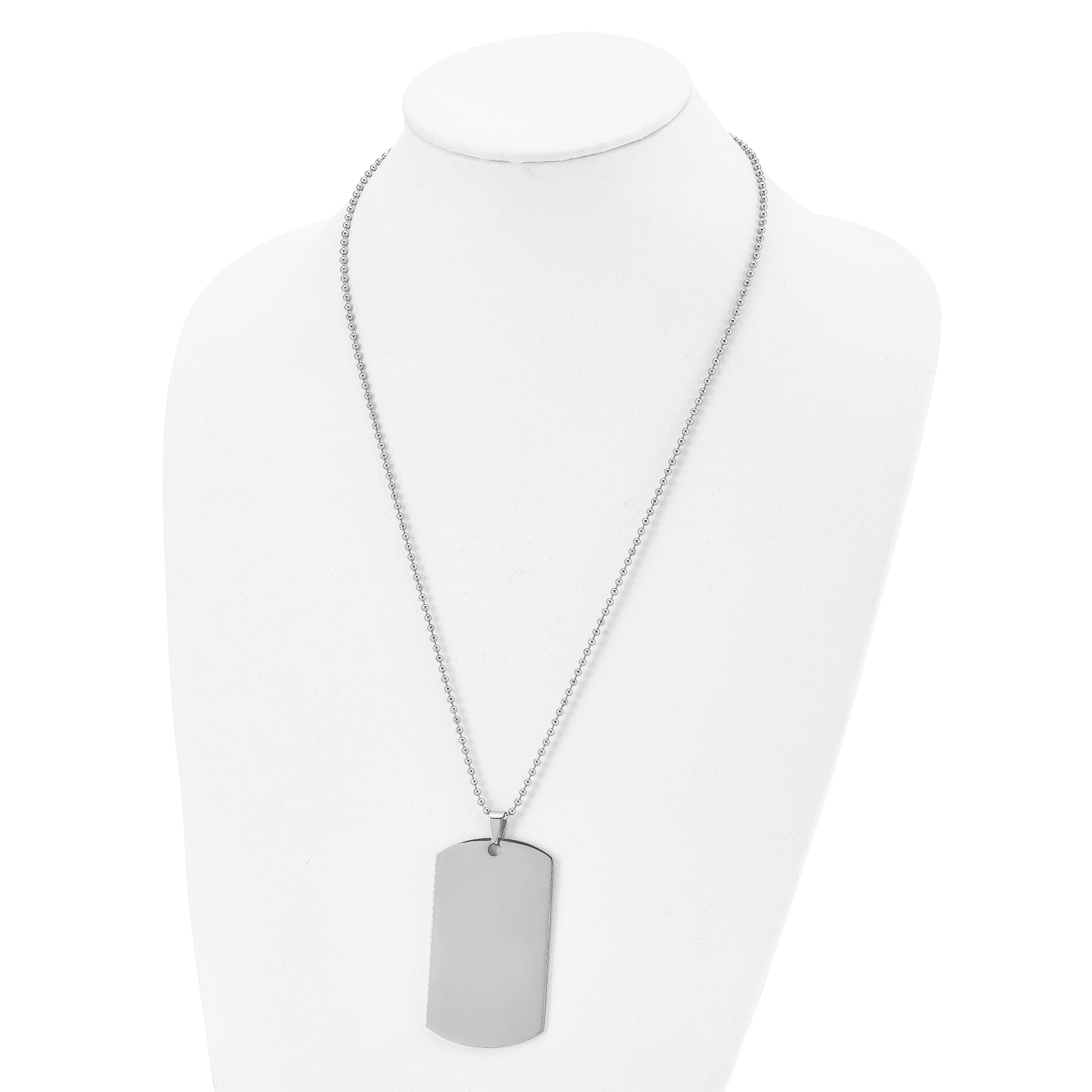 Chisel Stainless Steel Brushed and Polished Round Edge XLarge 2mm Dog Tag on a 24 inch Ball Chain Necklace