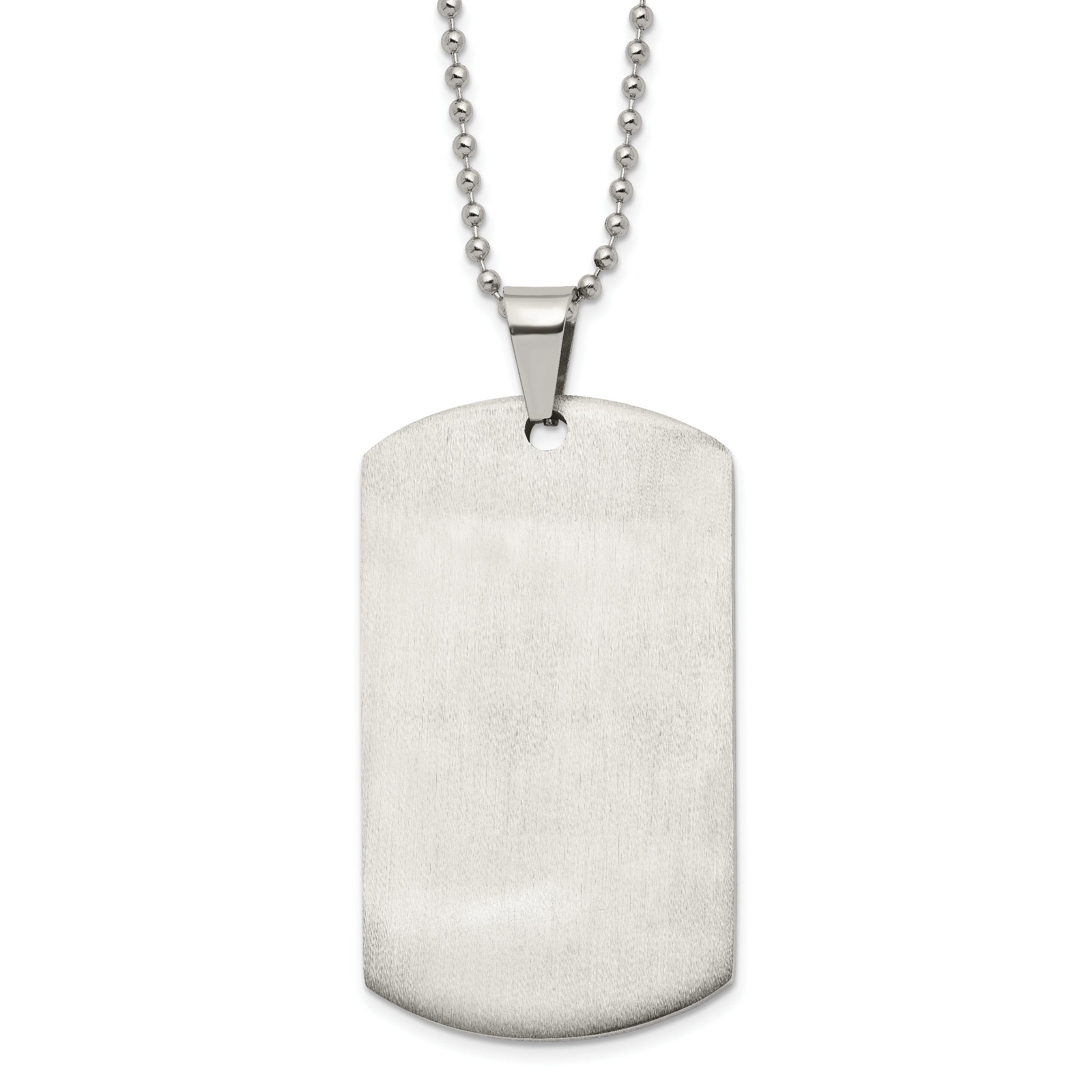 Chisel Stainless Steel Brushed and Polished Round Edge XLarge 2mm Dog Tag on a 24 inch Ball Chain Necklace