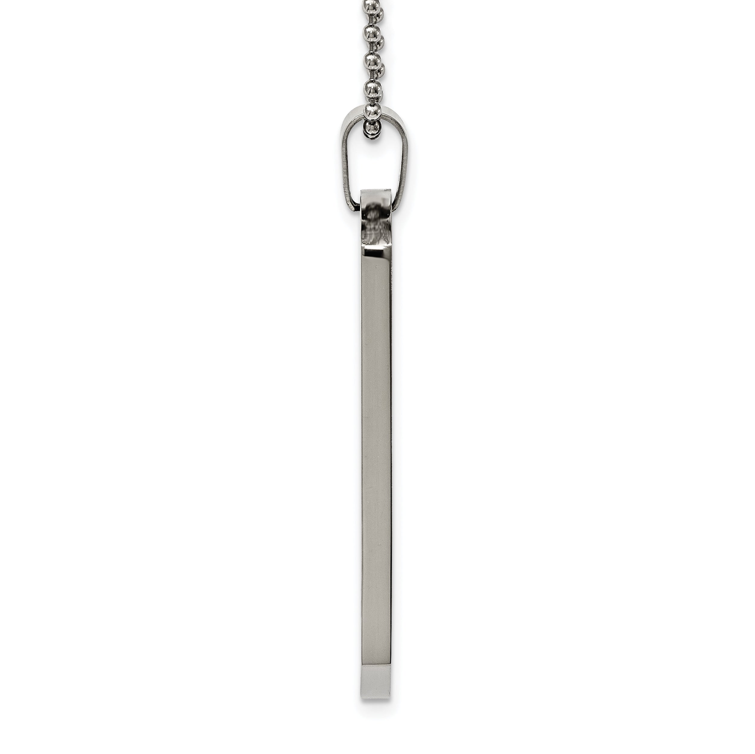 Chisel Stainless Steel Brushed and Polished Round Edge Extra Large 4mm Dog Tag on a 24 inch Ball Chain Necklace