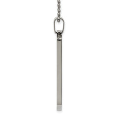 Chisel Stainless Steel Brushed and Polished Round Edge Extra Large 4mm Dog Tag on a 24 inch Ball Chain Necklace