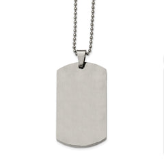 Chisel Stainless Steel Brushed and Polished Round Edge Extra Large 4mm Dog Tag on a 24 inch Ball Chain Necklace