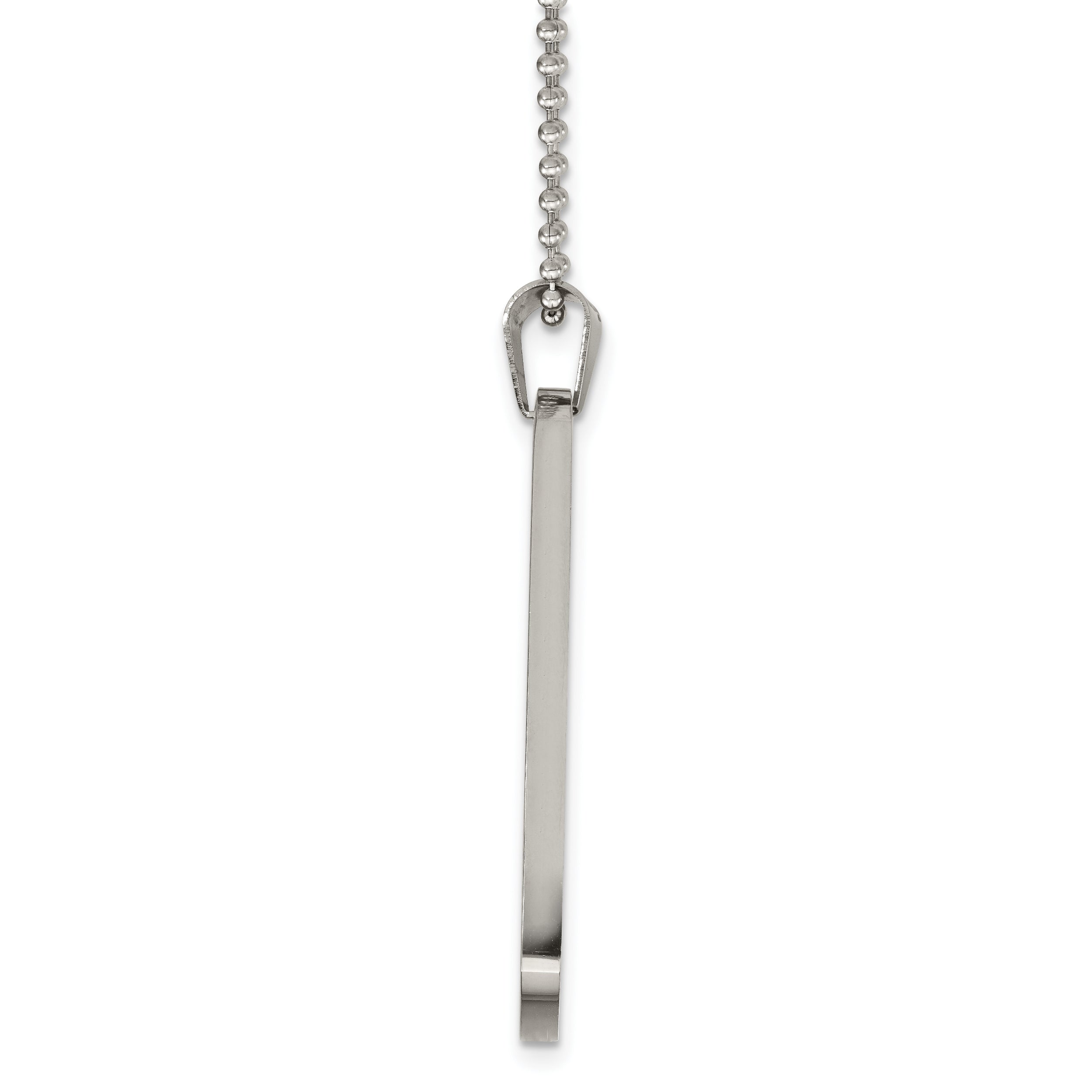 Chisel Stainless Steel Brushed and Polished Round Edge Extra Large 4mm Dog Tag on a 24 inch Ball Chain Necklace