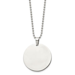 Chisel Stainless Steel Brushed and Polished Reversible Round 2mm Dog Tag on a 24 inch Ball Chain Necklace