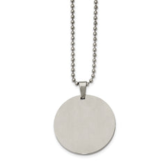 Chisel Stainless Steel Brushed and Polished Reversible Round 2mm Dog Tag on a 24 inch Ball Chain Necklace