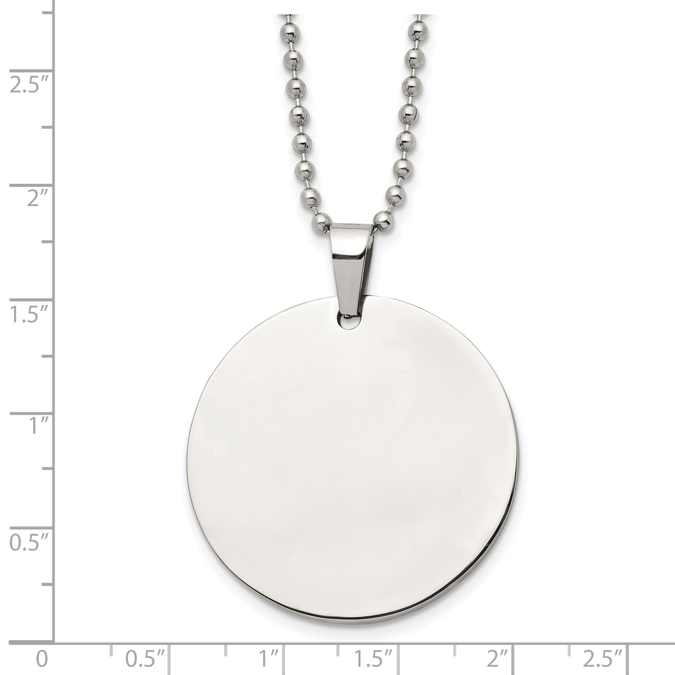 Chisel Stainless Steel Brushed and Polished Reversible Round 2mm Dog Tag on a 24 inch Ball Chain Necklace