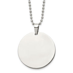 Chisel Stainless Steel Brushed and Polished Reversible Round 2mm Dog Tag on a 24 inch Ball Chain Necklace