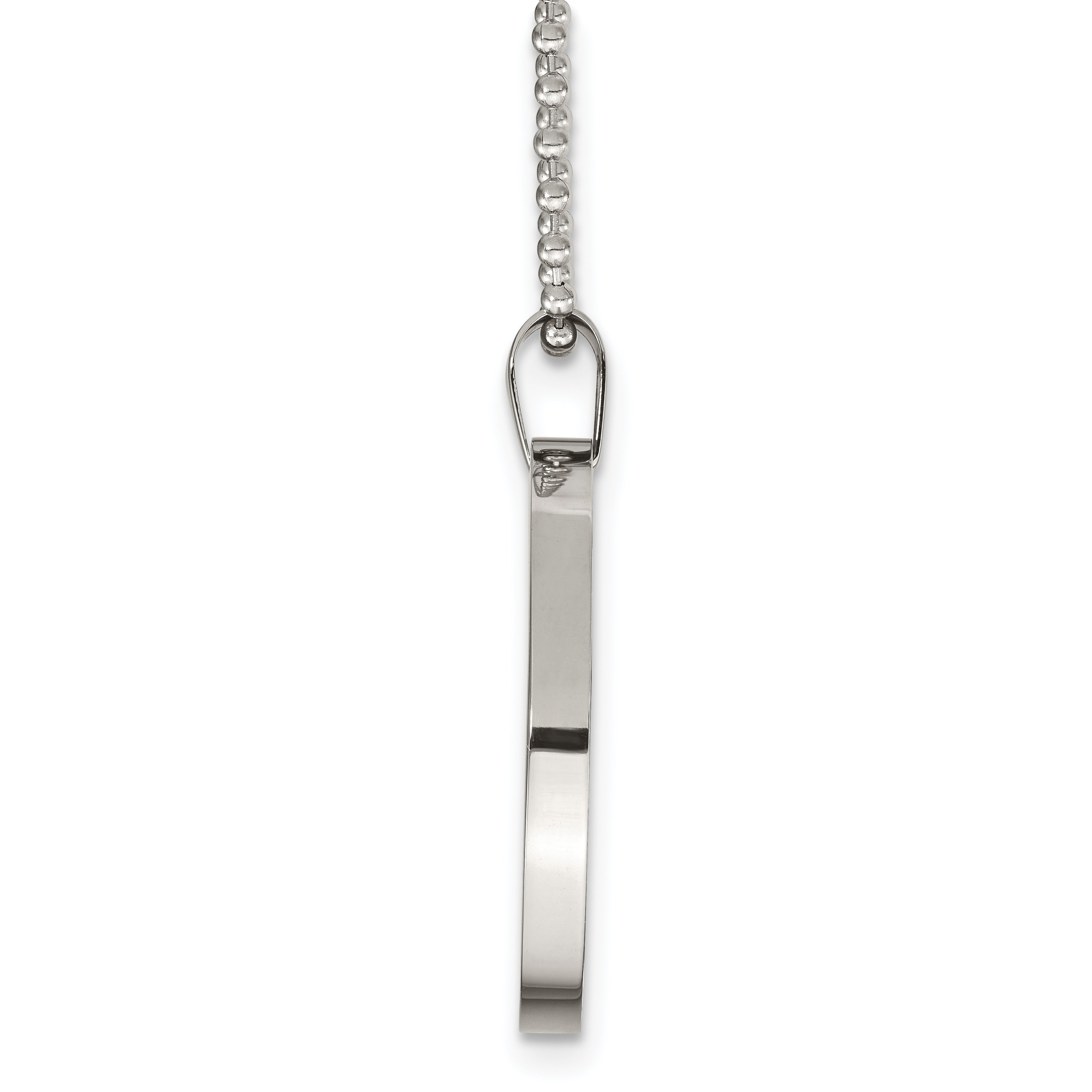 Chisel Stainless Steel Brushed and Polished Reversible Round 4mm Dog Tag on a 24 inch Ball Chain Necklace