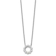 Chisel Stainless Steel Polished with CZ Pendant on a 17.25 inch Cable Chain Necklace