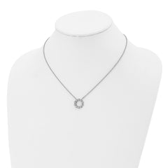 Chisel Stainless Steel Polished with CZ Pendant on a 17.25 inch Cable Chain Necklace