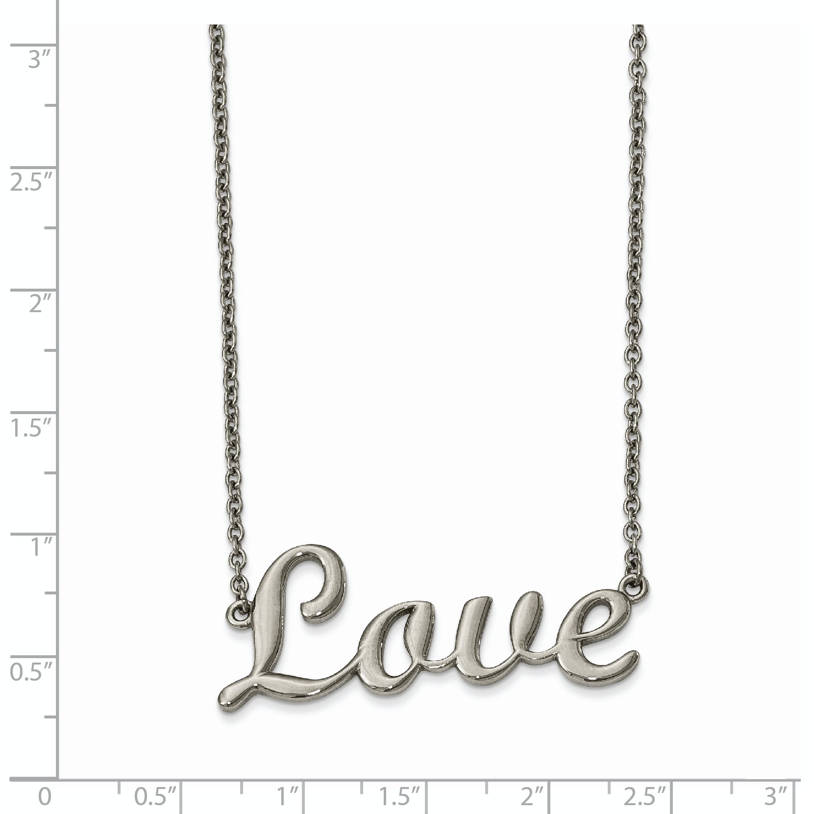 Chisel Stainless Steel Polished LOVE on a 16 inch Cable Chain Necklace