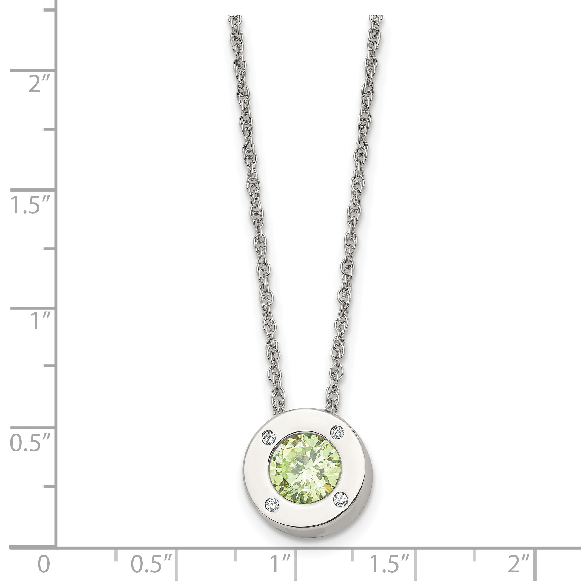 Chisel Stainless Steel Polished CZ May Birthstone Circle Pendant on a 20 inch Multi-Link Chain Necklace