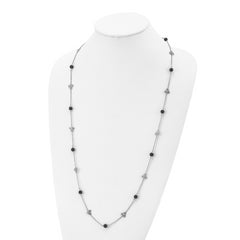 Stainless Steel Polished w/Black Acrylic Bead 33in Necklace