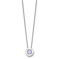 Chisel Stainless Steel Polished CZ June Birthstone Circle Pendant on a 20 inch Multi-Link Chain Necklace