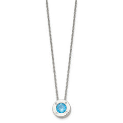 Chisel Stainless Steel Polished CZ March Birthstone Circle Pendant on a 20 inch Multi-Link Chain Necklace