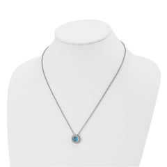 Chisel Stainless Steel Polished CZ March Birthstone Circle Pendant on a 20 inch Multi-Link Chain Necklace