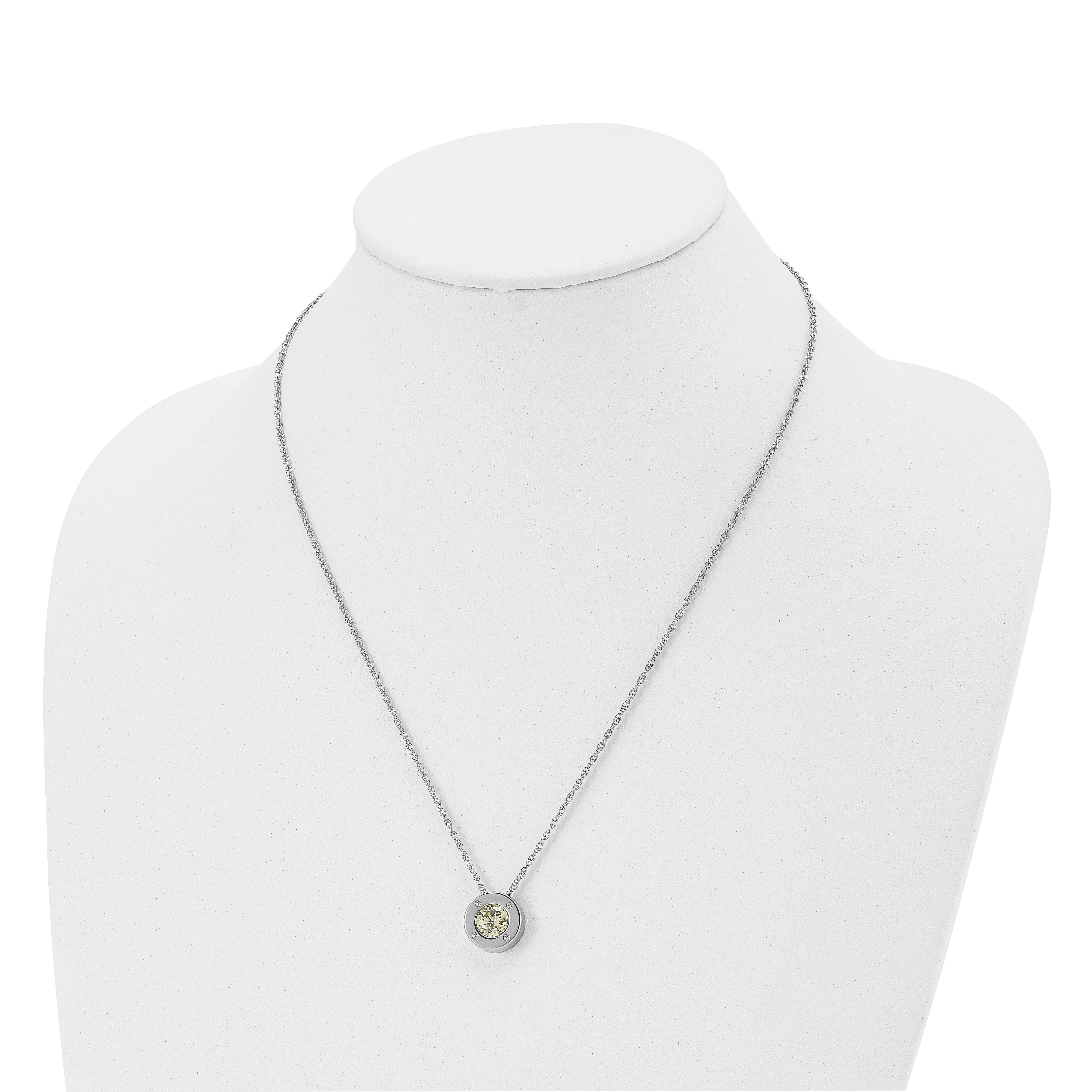 Chisel Stainless Steel Polished CZ August Birthstone Circle Pendant on a 20 inch Multi-Link Chain Necklace