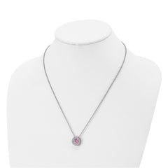 Chisel Stainless Steel Polished CZ October Birthstone Circle Pendant on a 20 inch Multi-Link Chain Necklace