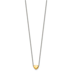 Chisel Stainless Steel Polished Yellow IP-plated Heart on a 16 inch Cable Chain Necklace