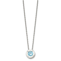 Chisel Stainless Steel Polished CZ December Birthstone Circle Pendant on a 20 inch Multi-Link Chain Necklace