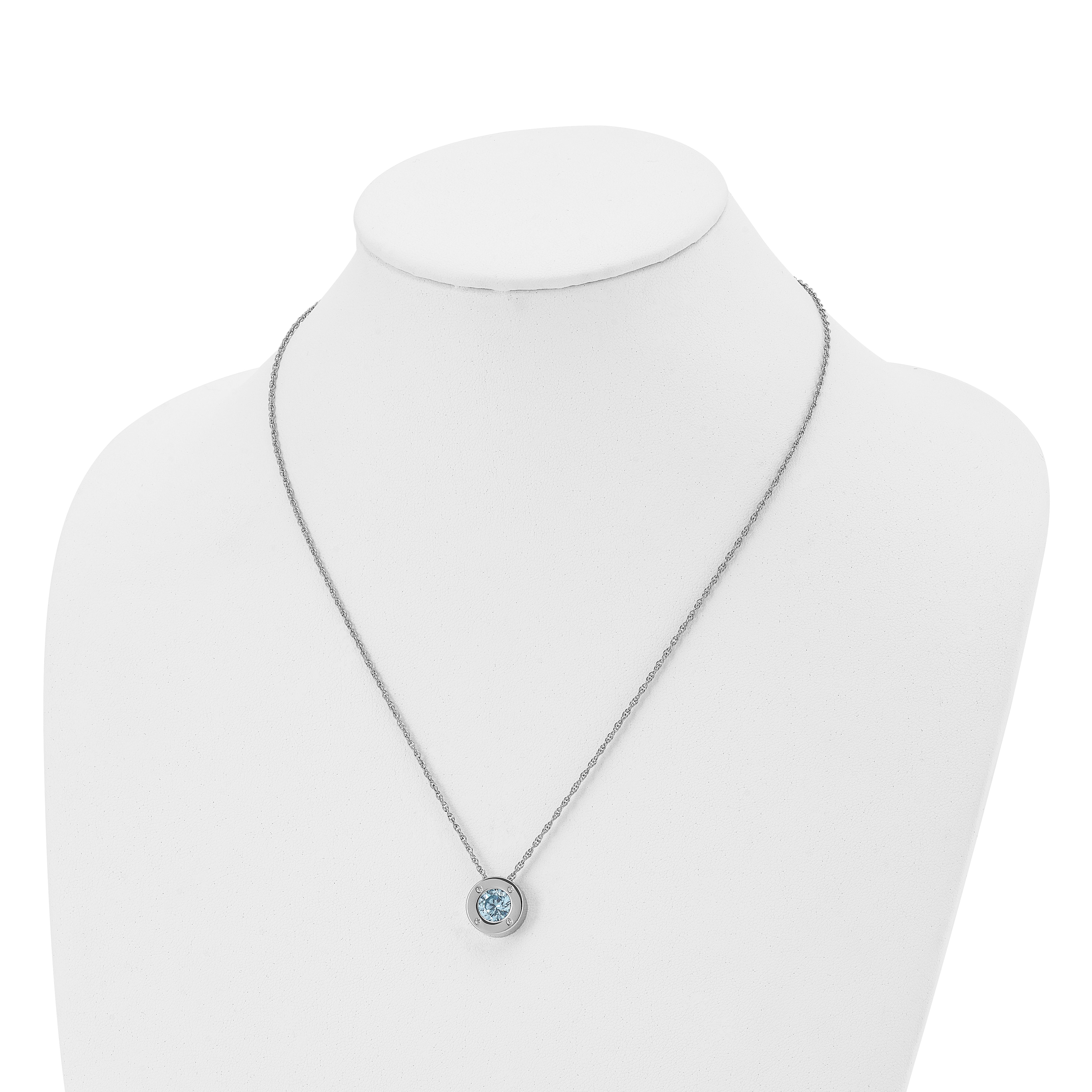 Chisel Stainless Steel Polished CZ December Birthstone Circle Pendant on a 20 inch Multi-Link Chain Necklace