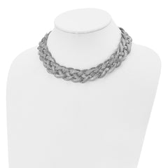 Stainless Steel Polished Braided Mesh w/3.5in ext. 16in Necklace