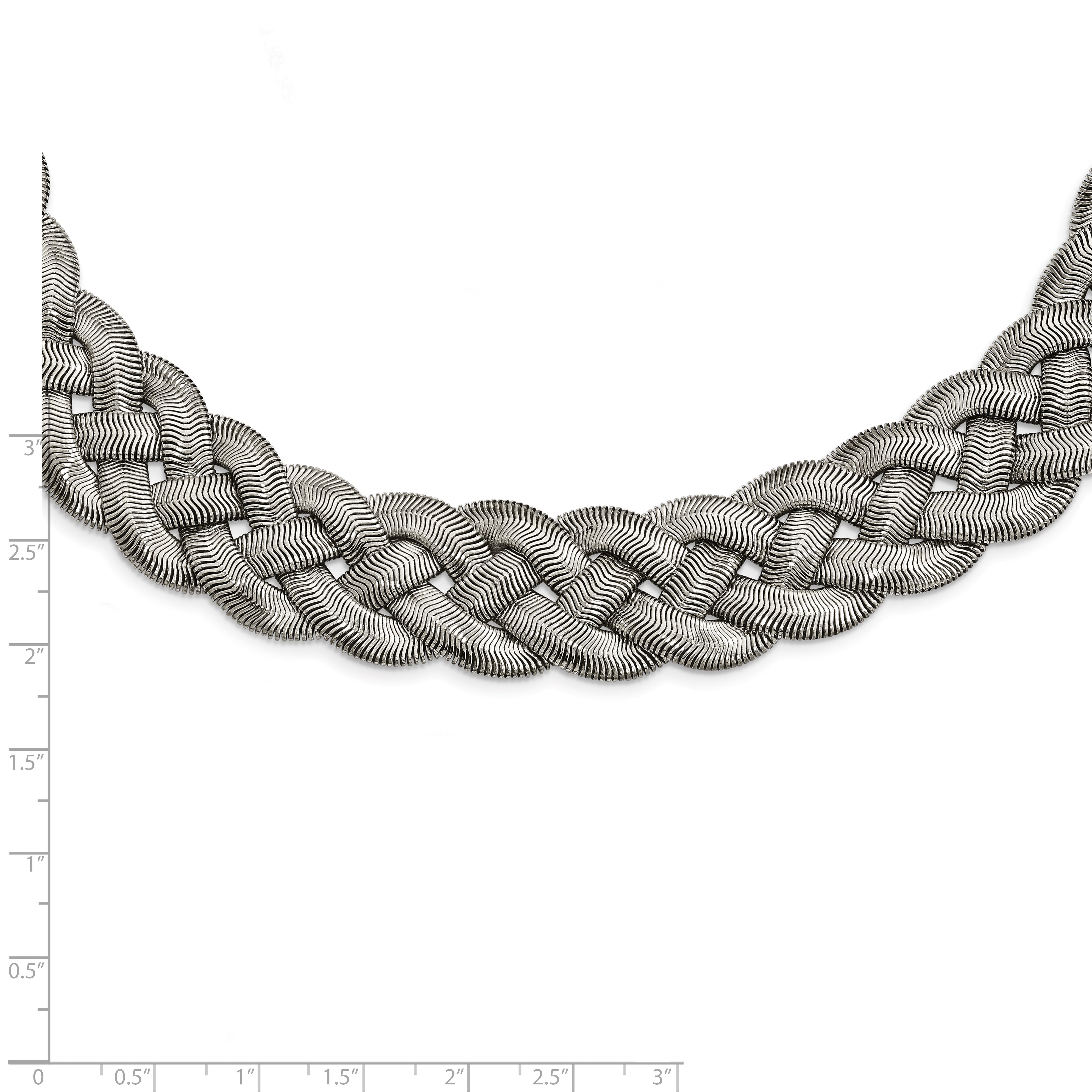 Stainless Steel Polished Braided Mesh w/3.5in ext. 16in Necklace