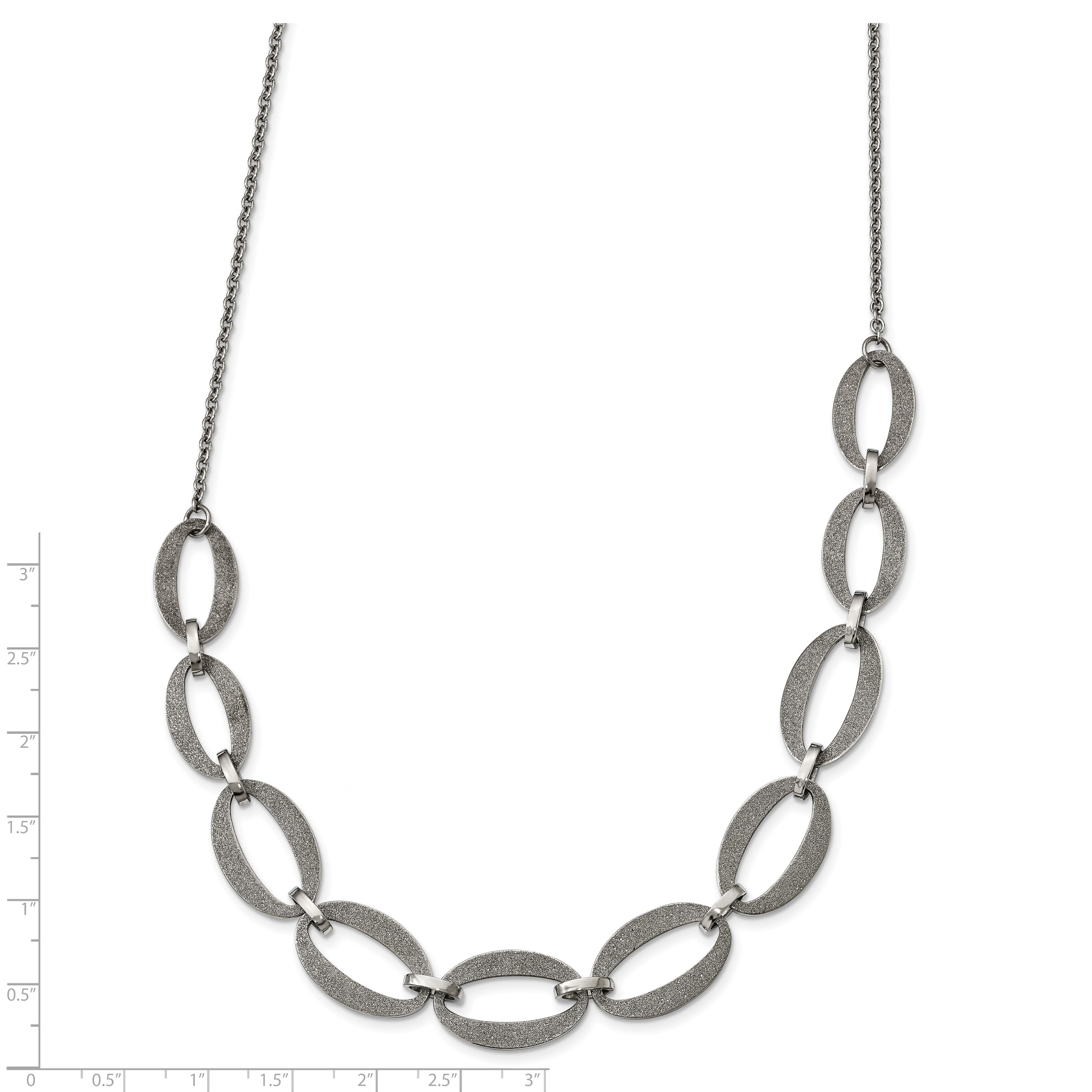 Stainless Steel Polished Laser Cut 17in w/1.75in ext Necklace