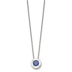 Chisel Stainless Steel Polished CZ September Birthstone Circle Pendant on a 20 inch Multi-Link Chain Necklace