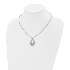 Stainless Steel Polished & Textured Reversible Cut-out Design Necklace