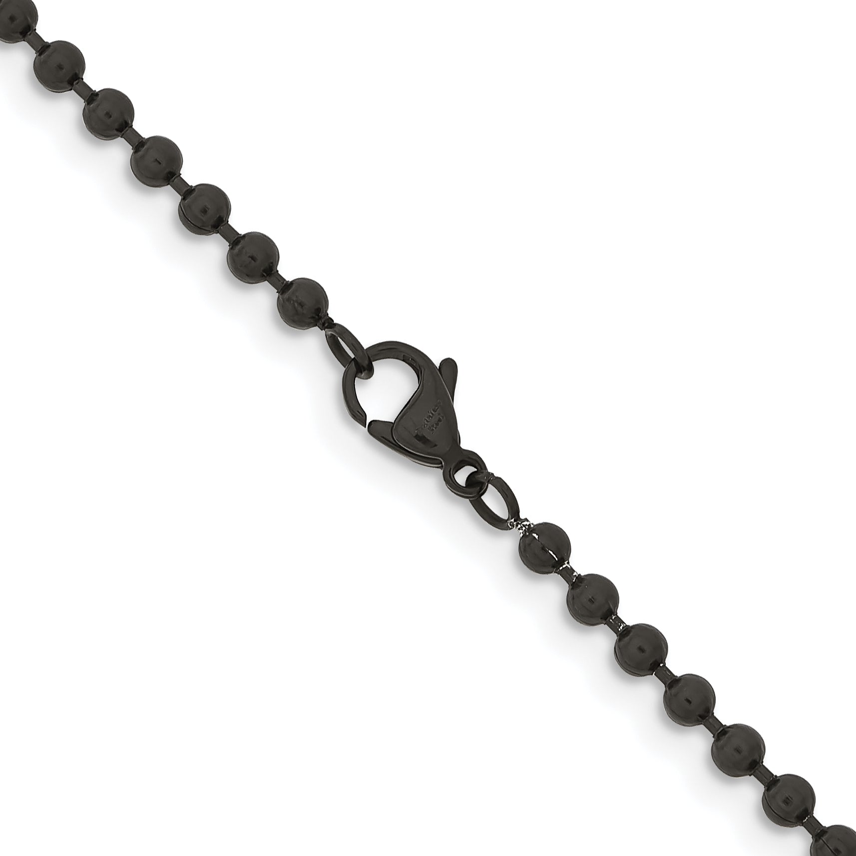 Chisel Stainless Steel Polished Black IP-plated 3mm 18 inch Ball Chain