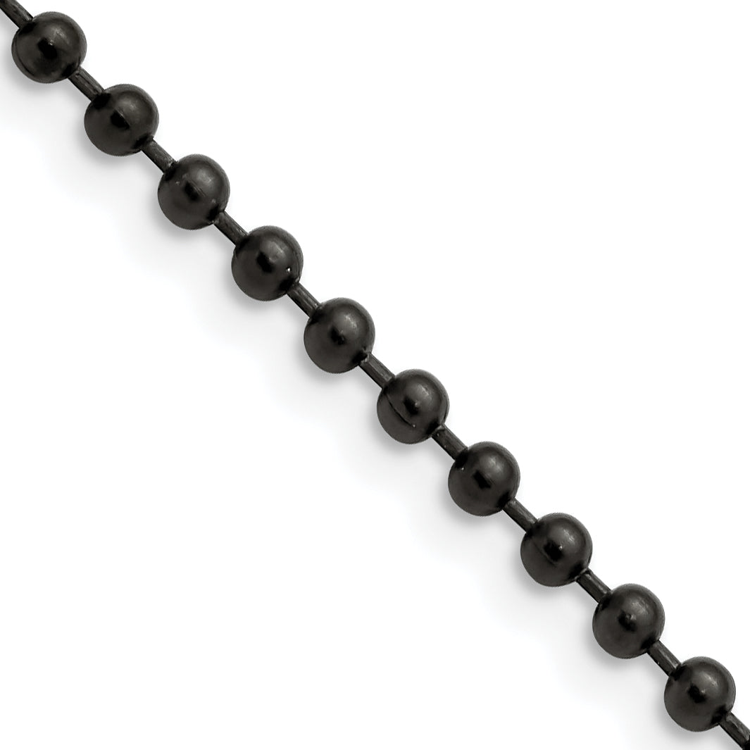 Chisel Stainless Steel Polished Black IP-plated 3mm 30 inch Ball Chain