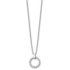 Chisel Stainless Steel Polished CZ Open Circle Pendant on an 18 inch Box Chain Necklace