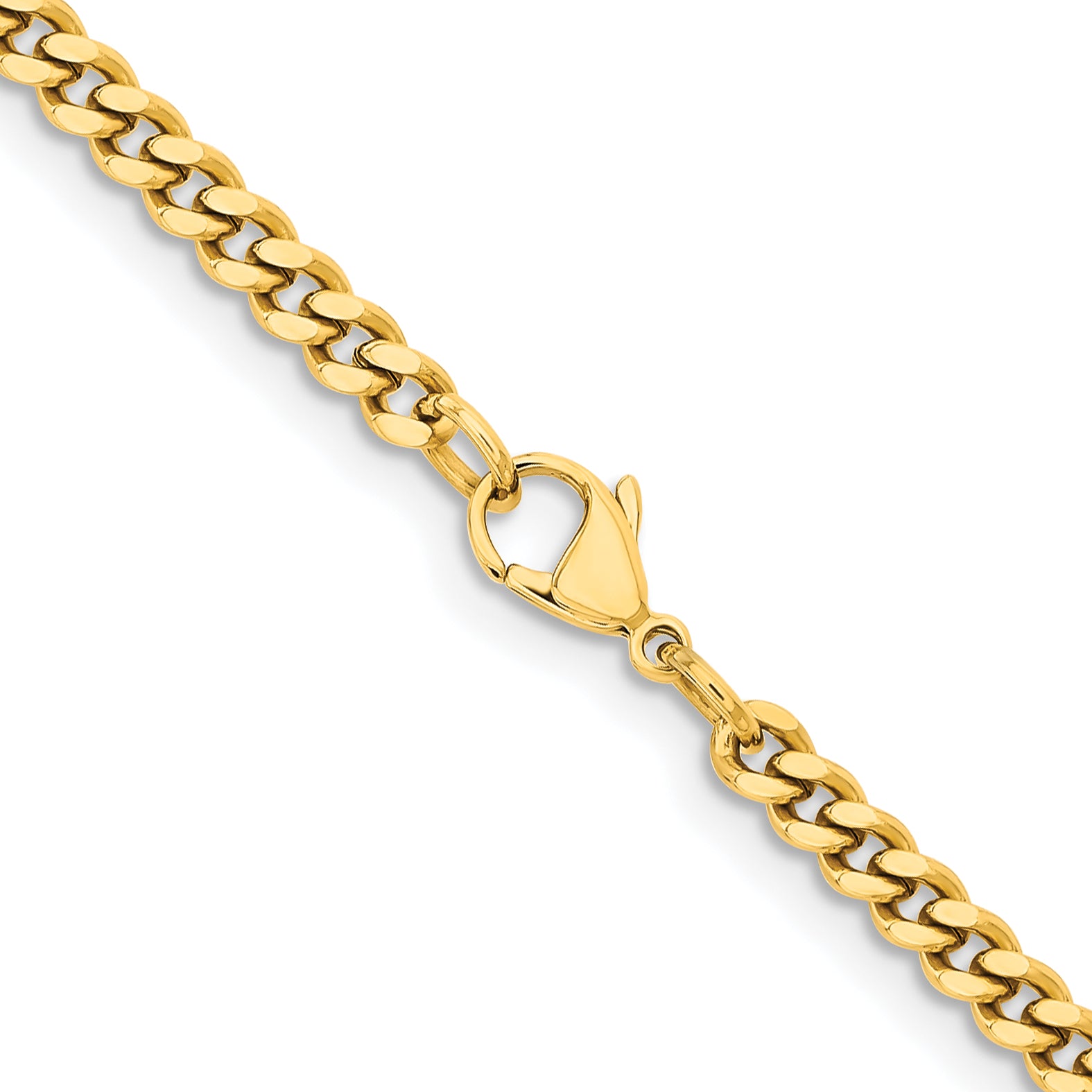 Chisel Stainless Steel Polished Yellow IP-plated 4mm 18 inch Curb Chain