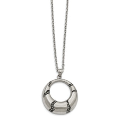 Stainless Steel Brushed Enameled w/Crystal Circle 20in Necklace