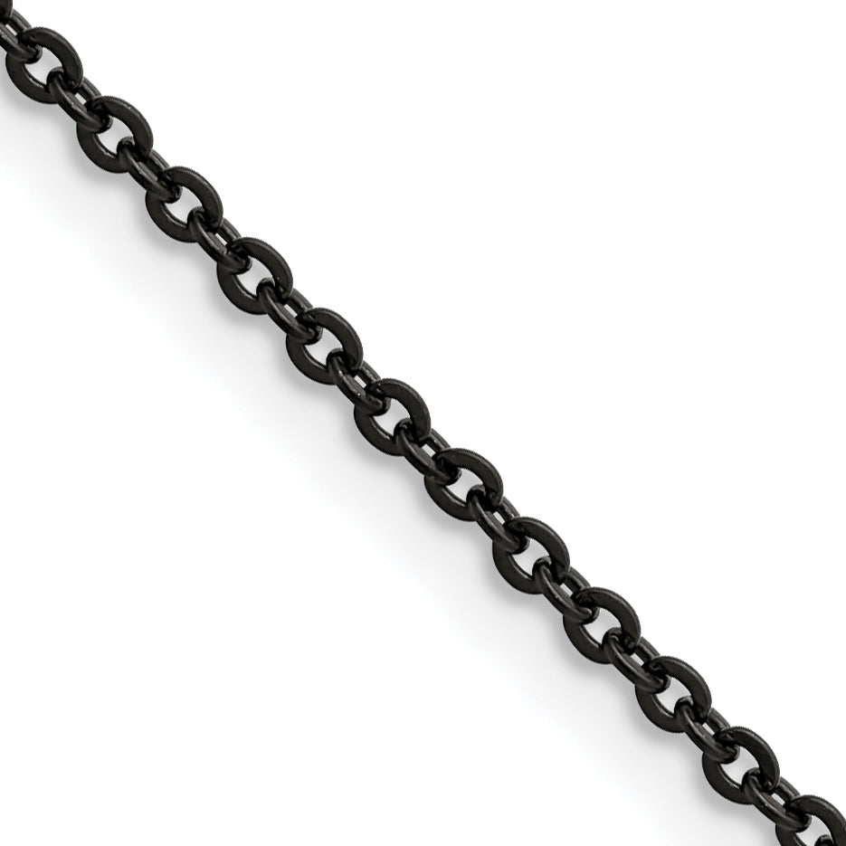 Chisel Stainless Steel Polished Black IP-plated 2.3mm 24 inch Cable Chain