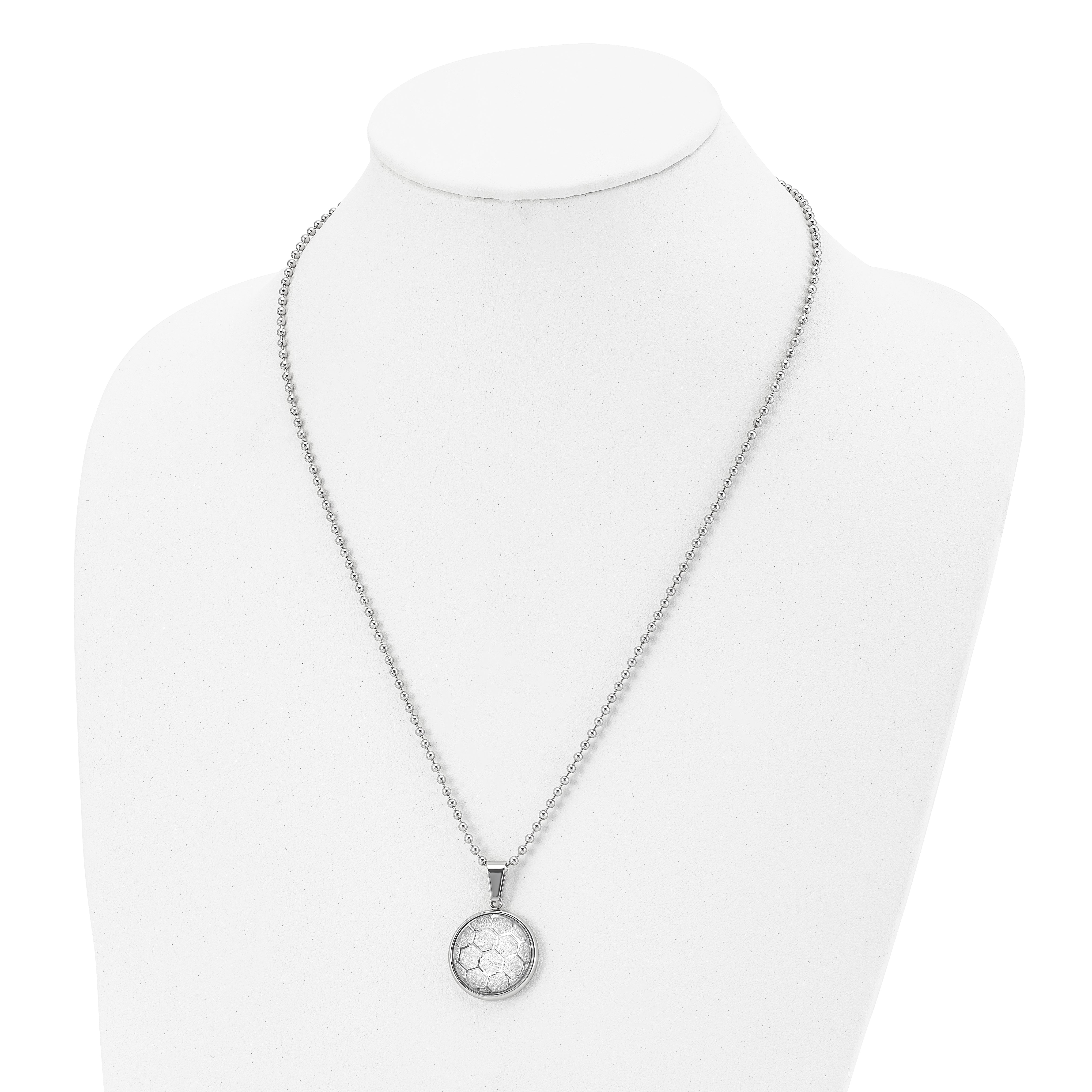 Chisel Stainless Steel Polished with Acrylic Soccer Ball Pendant on a 22 inch Ball Chain Necklace