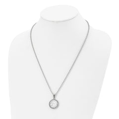 Chisel Stainless Steel Polished with Acrylic Soccer Ball Pendant on a 22 inch Ball Chain Necklace