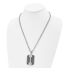 Stainless Steel 22in Brushed & Polished Black IP-plated Dog Tag Necklace