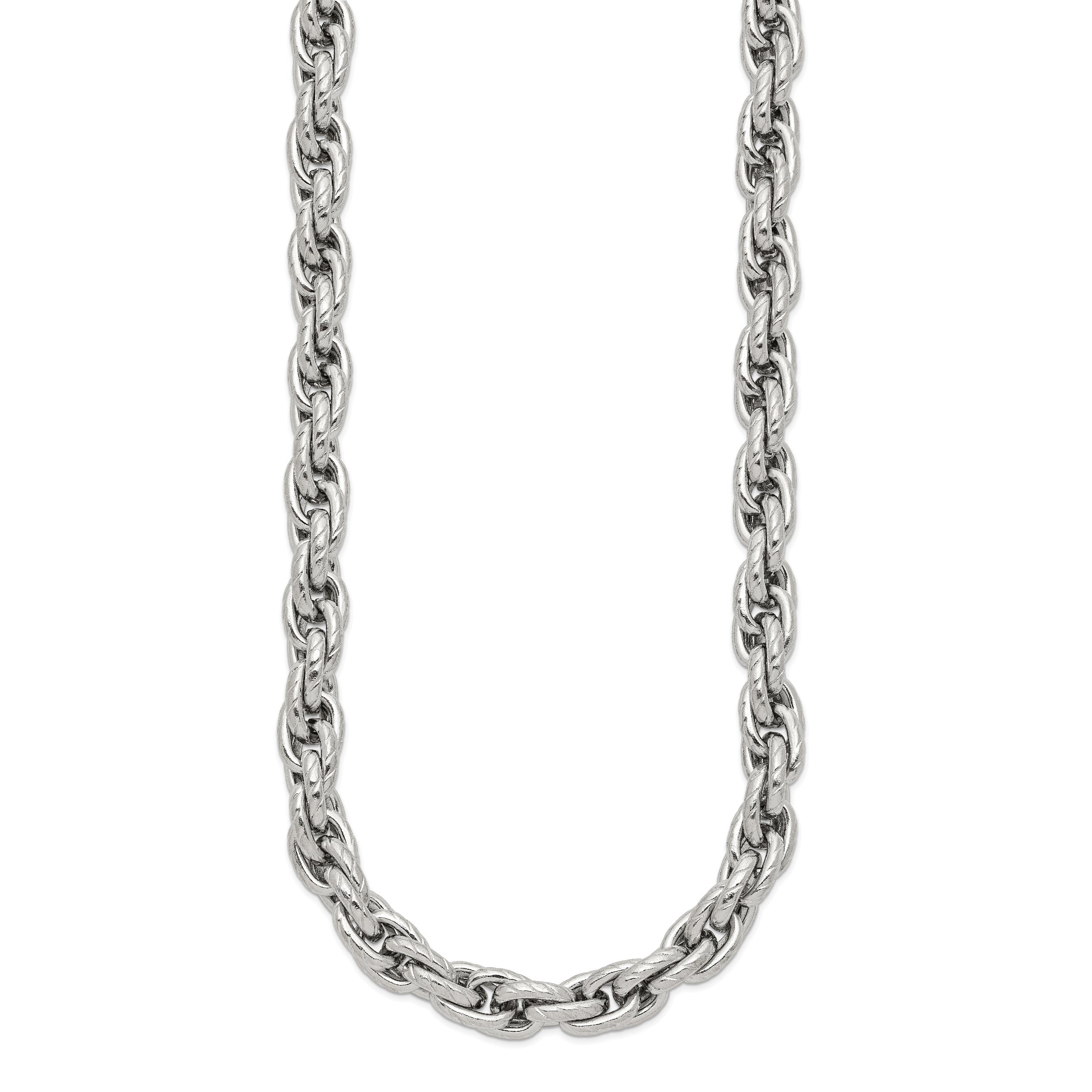 Chisel Stainless Steel Polished and Textured 24 inch Fancy Rope Chain